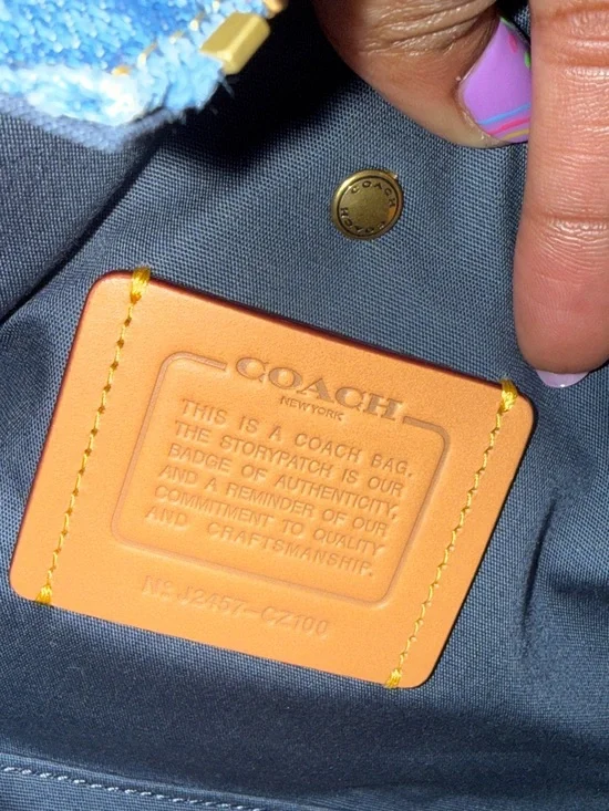 Coach Mini Cargo Denim Tote with Embroidered Logo - Picture 9 of 11